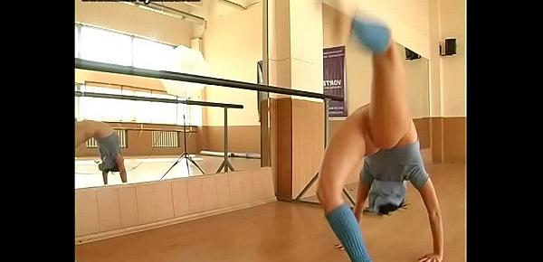 Flexible Sexy girl gymnast in mask